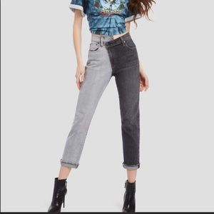 Asymmetrical 2-Tone Jeans. New with tag.